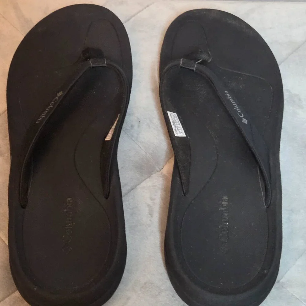 Columbia Black Flip Sandals, Men's Size‎ 8